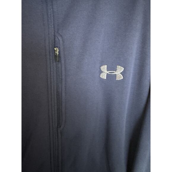 Under Armour Mens 2XL Navy Blue Loose Fit Full Zip Jacket Coldgear Performance - Picture 2 of 9